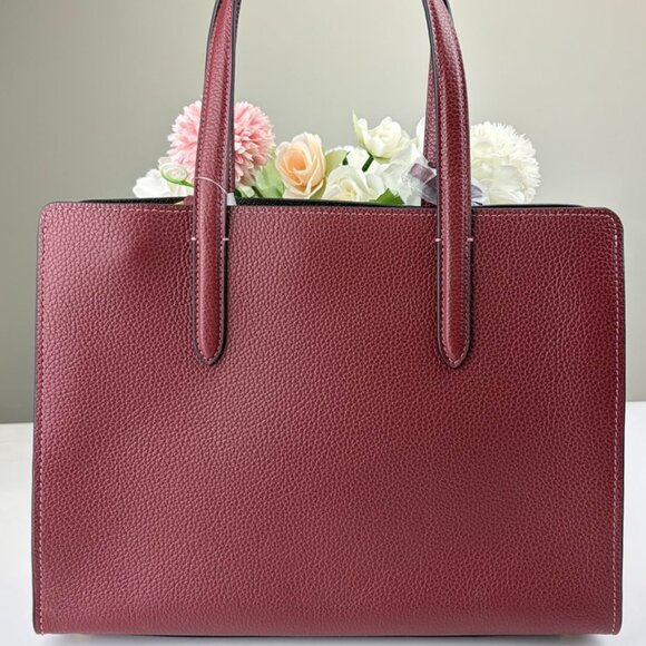 Coach CJ806 Polished Leather Carter Carryall 28 in Wine - Picture 4 of 11